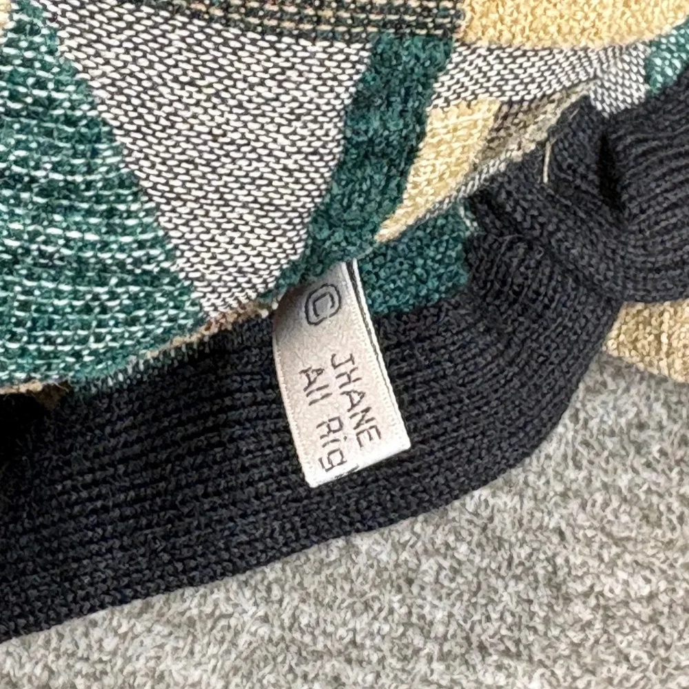 Vtg Jhane Barnes Mens Geometric Tapestry Sweater Vest Wool Blend Large
